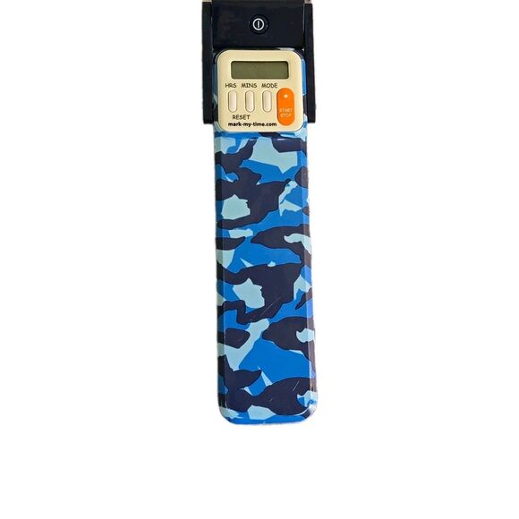 Mark-My-Time LED Book Light & Digital Reading Timer Bookmark Blue CAMO PATTERN - Picture 1 of 1
